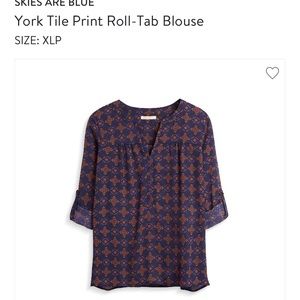 Skies Are Blue York Tile Print Roll-tab Blouse